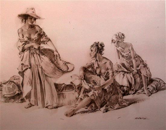 Sir William Russell Flint (1880-1969) Three Idlers and Variations on a Theme, 20 x 27in. & 19 x 25in.